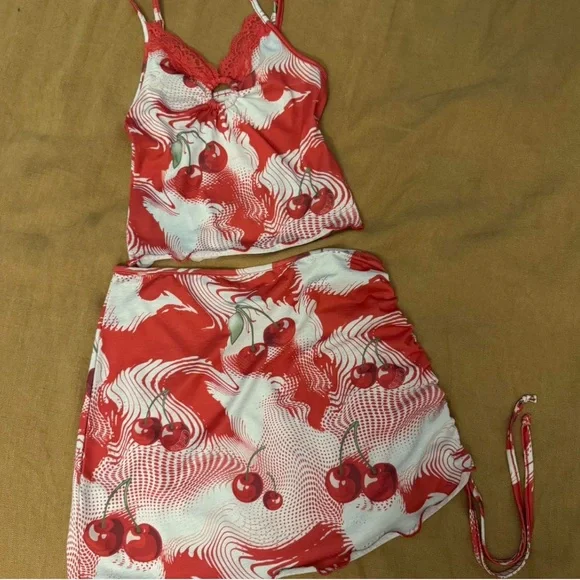 Jaded London Cherry Swirl Cami and mini Skirt Set - Picture 8 of 10